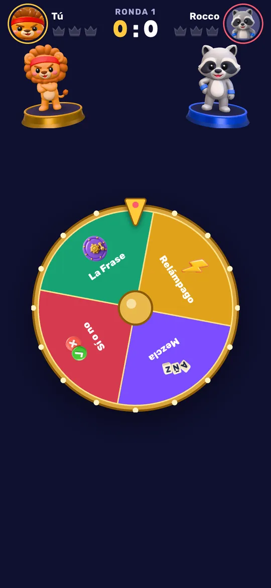 La ruleta gira entre Relámpago, Mezcla, Sí o no y La Frase