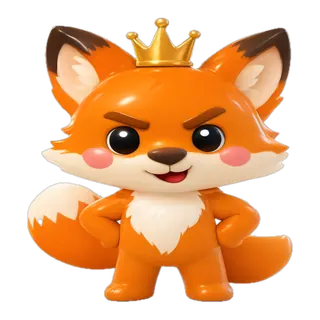 Lola the fox, wearing a crown